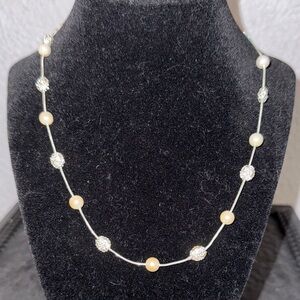 Anne Klein Cream and Silver Beaded Necklace